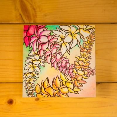 hawaiian paint kan プリントアート ストライププルメリア