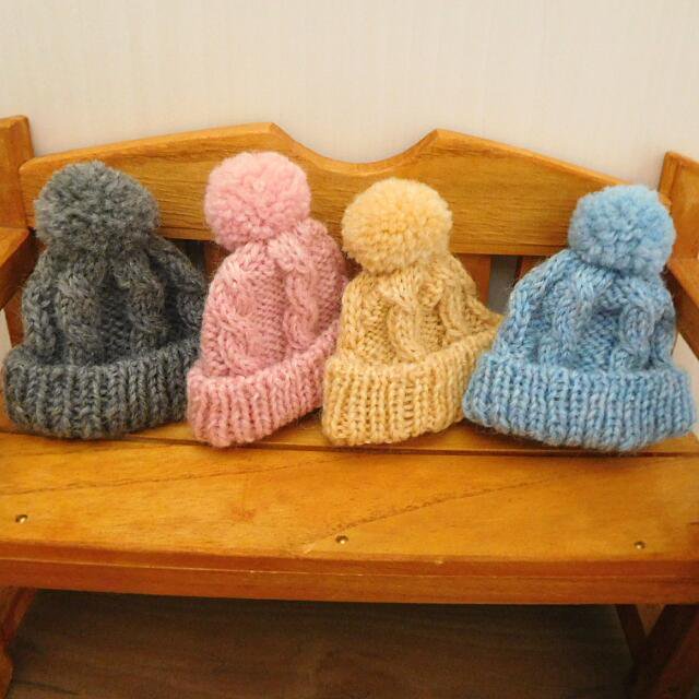 人形用 縄編み ニット帽 34cmサイズ 手作り 着せ替え人形 布雑貨 ミックスジャム