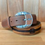 【Justin 】1-1/2" Fenced In Belt /BROWN　《送料無料》