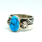 FUNNY   Henry Mariano /STAMP WORK RING WITH TURQUOISE̵