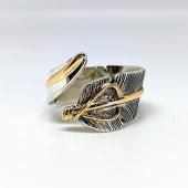 NAVAJO  John Nelson /FEATHER WRAP RING 12K G.F21̵