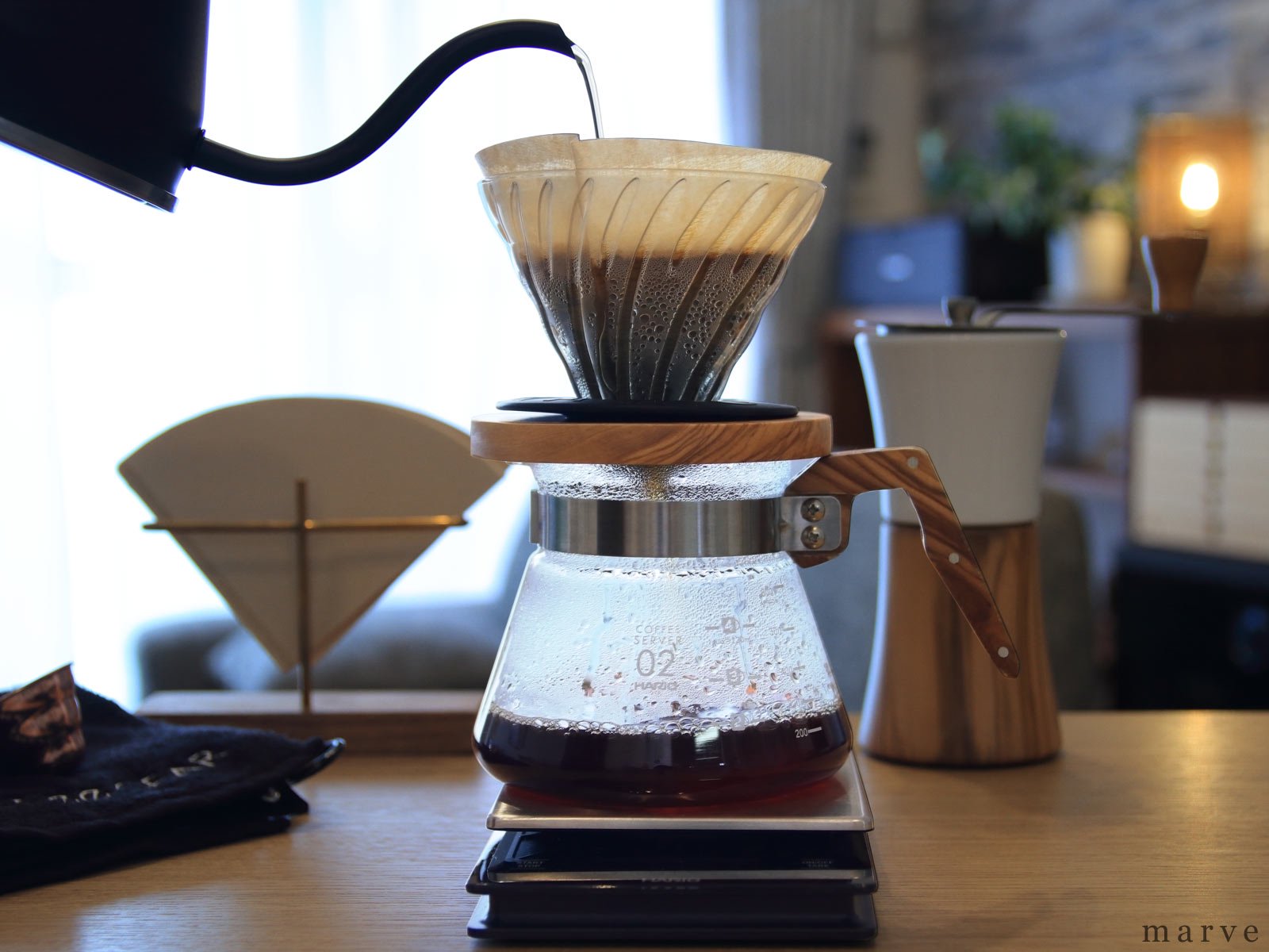 コーヒーギフトBOX HARIO V60・温度計付きケトル他 7点セット mp