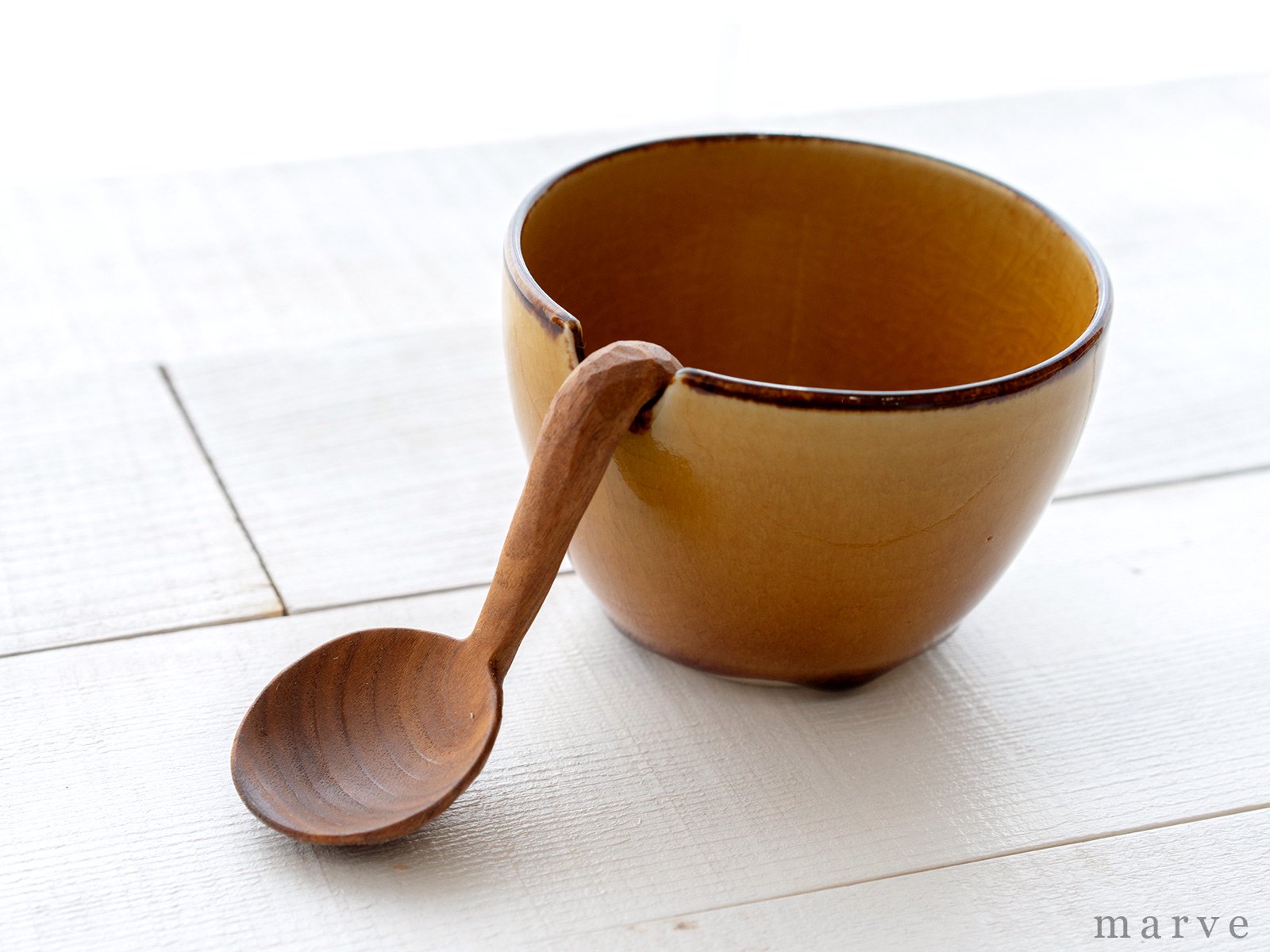 作家もの陶器　ソースカップ　木製スプーン付き　柴田サヤカ