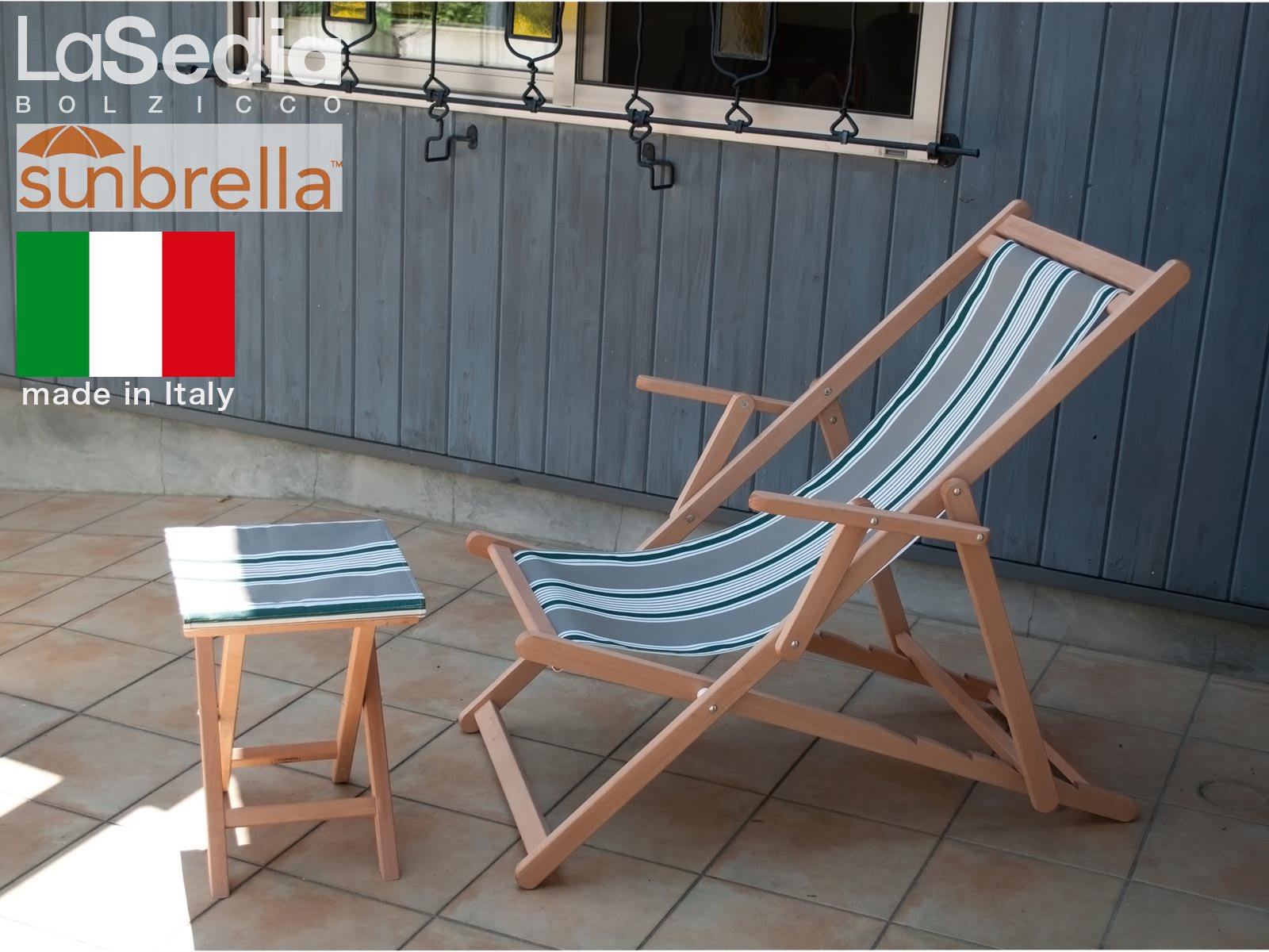 LaSedia(ラ・セディア)　Regista+sunbrella リクライニングチェア+オットマン　セット