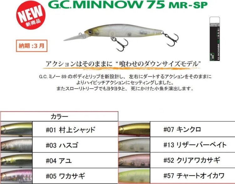 issei  G.C.ミノー 75MR-SP 他GCシャロークランク40S