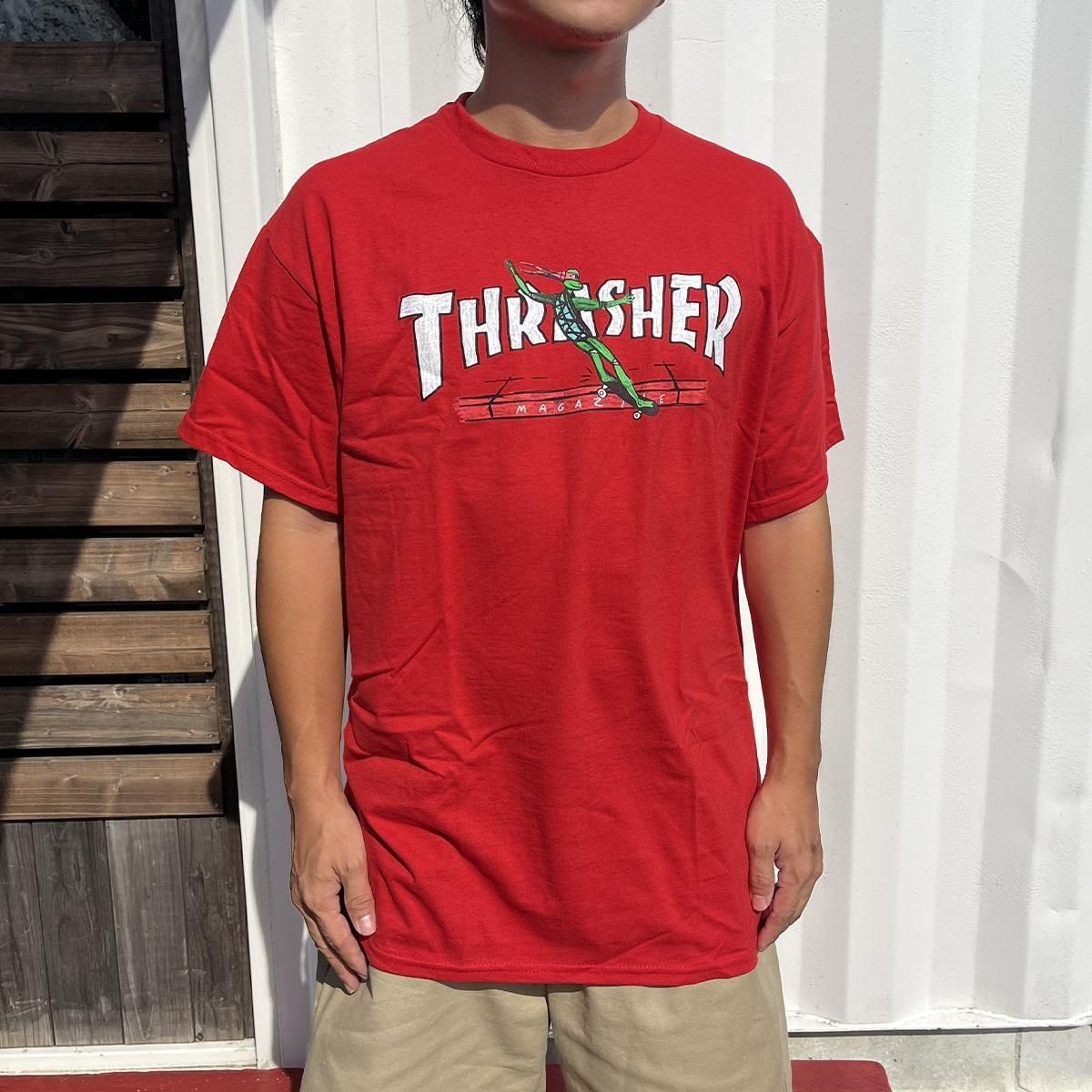 THRASHER】スラッシャー RED CURB BY LSD WORLDPEACE S/S T