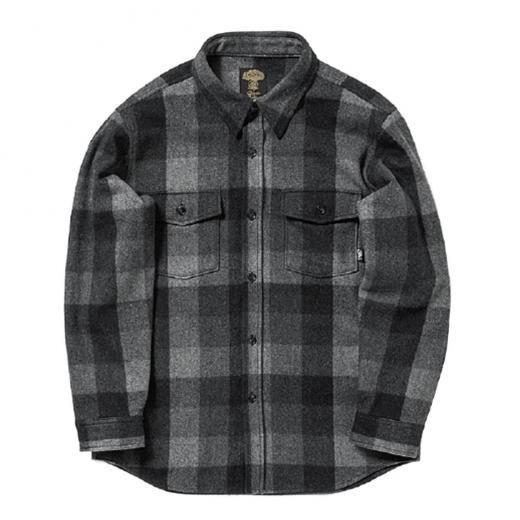 GREEN CLOTHING】グリーン 25-26 WOOL FLANNEL SHIRTS c: Grey Block