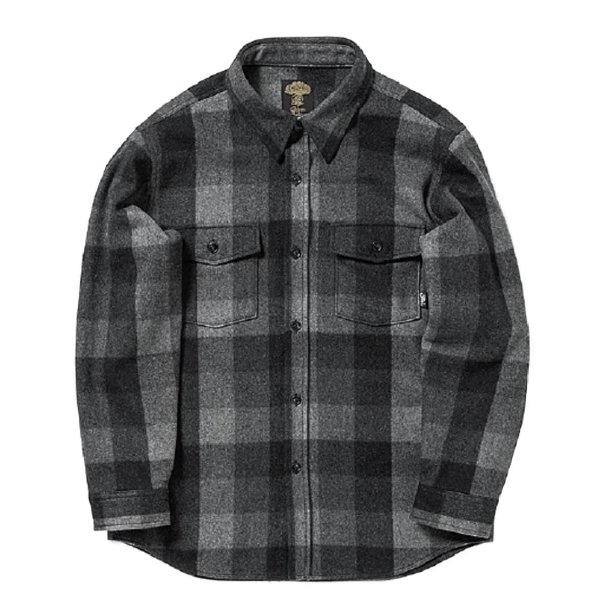 GREEN CLOTHING】グリーン 25-26 WOOL FLANNEL SHIRTS c: Grey Block