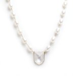 Prizmic Quartz Emblem<br>Rosary Pearl Chain Necklace