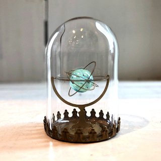 『天球儀 - Armillary Sphere』 - 畜光ガラスビーズ・ブルー（完成品/ミニガラスドーム入り） / ものづくりの部屋