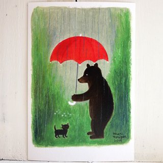 雨やどり - とりごえまりポストカード
