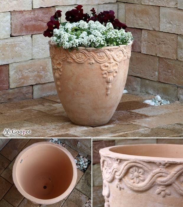 白粉素焼き テラコッタ 受皿 22cm <br>◇適合する鉢◇底直径が16cm以下の植木鉢 植木鉢・プランター 植木鉢 テラコッタ鉢 オリーブ柄 プランター イエロー