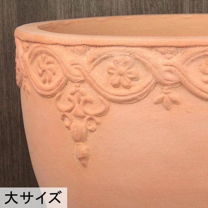 おしゃれ 植木鉢 土・肥料のセット 訳あり 模様入り 丸型HM白粉