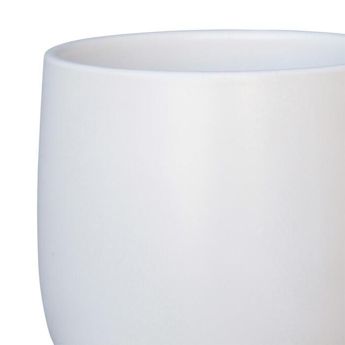 陶器鉢 オスト エッグ ボウル 13cm 白 つや無 受皿付 植木鉢