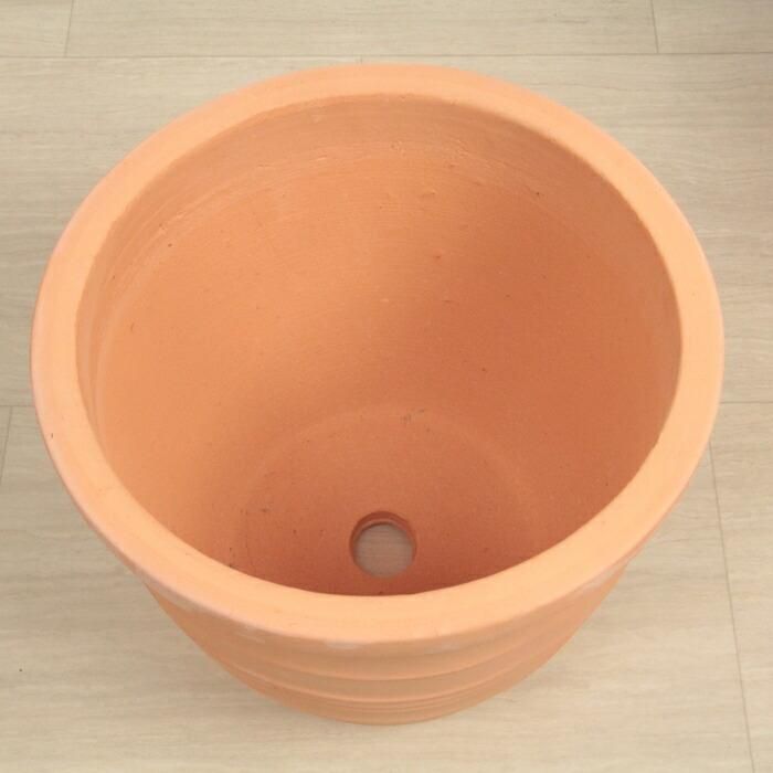 横ライン 素焼き鉢 テラコッタ 鉢 中 30cm 11リットル 植木鉢