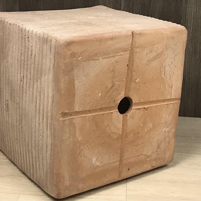 横縞 キューブ型 アンティーク 素焼き鉢 テラコッタ 鉢 RV 大 34cm 24