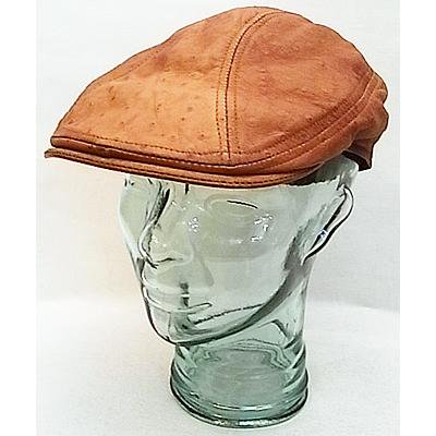 New York Hat(ニューヨークハット)】茶 型押しレザー ハンチング帽 