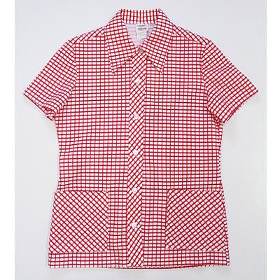'70s 白×赤 ジャカード格子 半袖シャツジャケット[lsh10_1906] - ヨーロッパ古着：：ブロンド オン ブロンド：：