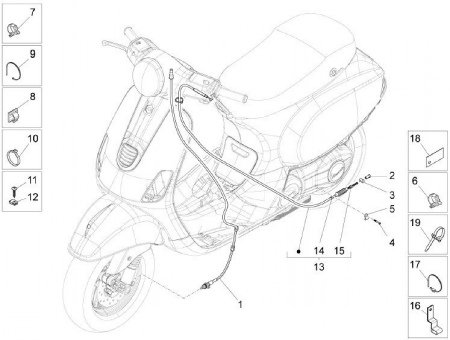 LX125-150 3V 2012-13 リアブレーキワイヤーセット 668707純正