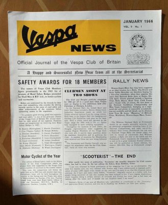 Vespa News - Jan 1966 Vol9 No.1
