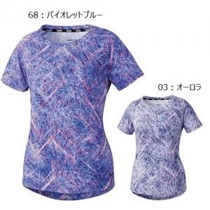 32ma11ミズノドライエアロフローtシャツ レディース ギャラクシー柄半袖 メール便可