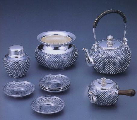 銀製茶器・茶道具 純銀製 銀茶器 ５点セット 大野芳光作□桐共箱□新品□
