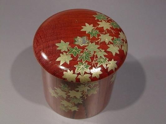 茶道具 薄茶器 金輪寺 欅 拭漆 青楓蒔絵、 越前 蒔絵師 中林星山作 桐 