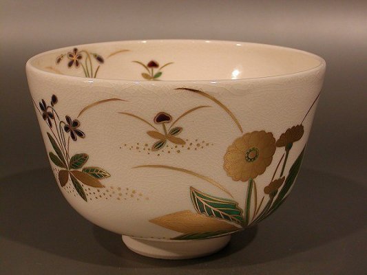 茶道具　抹茶茶碗　色絵　春草画、京都　相模竜泉作 - 茶道具　販売の佐藤大観堂　オンラインショップ