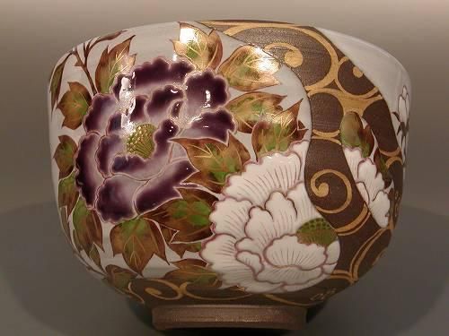【通販激安】 抹茶茶碗 茶道具 光琳水 桐共箱□新品 中村秋峰作 牡丹絵、京焼 茶碗