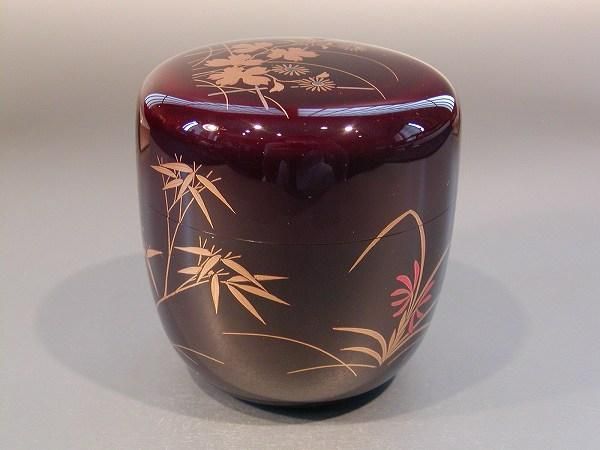 塗師 永甫(山下永甫)作 桐竹蒔絵 大棗 美品 共箱 茶道具 送料込