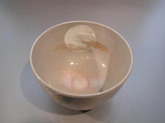 茶道具 抹茶茶碗 月に兎絵、京焼 三代目 山川 巌（いわお）巌窯