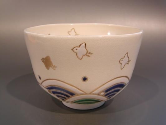 Ｍ４７１ 茶碗 『たち吉 青嵐窯造』『乾山写梅絵』 抹茶碗 共箱 茶道具