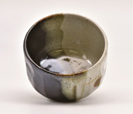 茶道具 抹茶茶碗 掛分「兎と独楽手毬」、京焼 秋峰窯 中村良二作 
