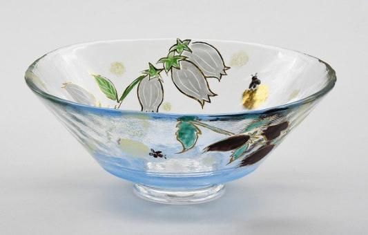 茶道具・茶器 抹茶茶碗、平茶碗 ガラス 義山(ギヤマン)、蛍袋に