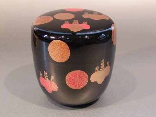 販促セール D53 送料無料 棗 金蒔絵 青楓 紅葉 在銘 茶道具 茶室 漆器