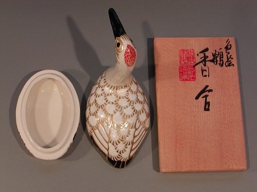 茶道具 香合 色絵 鶴、 京都 高野 昭阿弥作、共箱 新品。- 茶道具 販売の佐藤大観堂 オンラインショップ