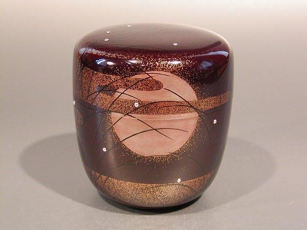 茶道具 中棗 武蔵野蒔絵 溜塗、竹内幸斎作 - 茶道具 販売の佐藤大観堂