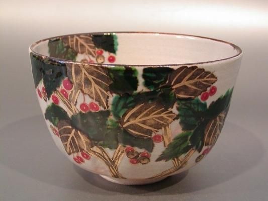 人気が高い 茶道具 鈴木一点作 万両（まんりょう）、京都 乾山写 抹茶茶碗 茶碗
