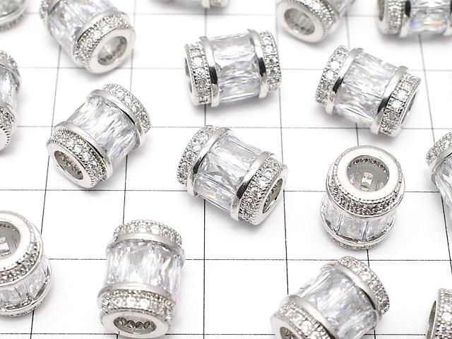 メタルパーツ ロンデル(チューブ)12×9.5×9.5mm シルバーカラー(CZ付) 1個 サムネイル3