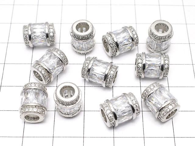 メタルパーツ ロンデル(チューブ)12×9.5×9.5mm シルバーカラー(CZ付) 1個 サムネイル4