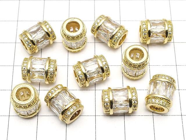 メタルパーツ ロンデル(チューブ)11×9×9mm ゴールドカラー(CZ付) 1個 サムネイル4