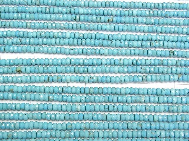 【動画】マグネサイトターコイズ ボタンカット4×4×2mm 【ブルー系】 1連(約36cm) サムネイル3