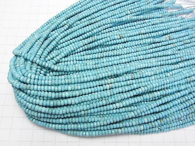【動画】マグネサイトターコイズ ボタンカット4×4×2mm 【ブルー系】 1連(約36cm) サムネイル4