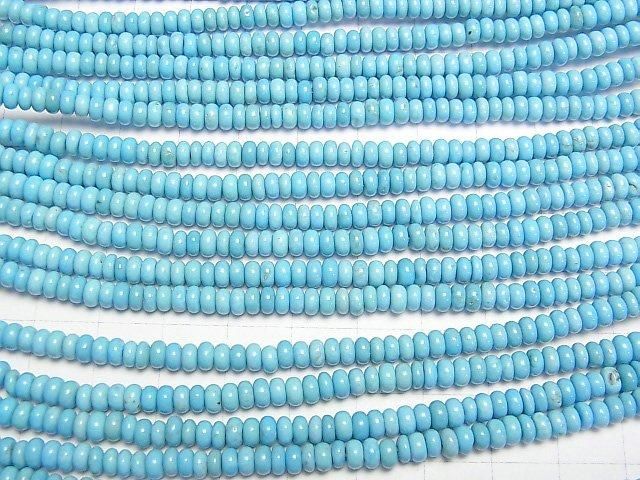 【動画】マグネサイトターコイズ ロンデル(ボタン)4×4×2mm 1連(約38cm) サムネイル3