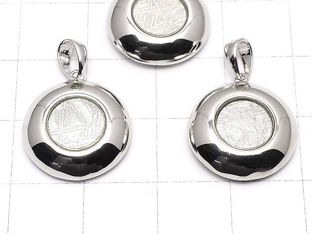 メテオライト(ムオニナルスタ隕石)&モルダバイト1石! コイン型ペンダントトップ15mm SILVER925製 サムネイル3
