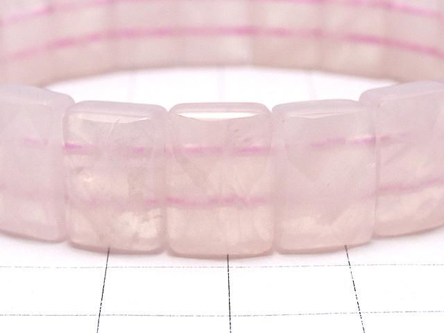 【動画】ローズクォーツAA++ 2つ穴レクタングルカット12×8×6mm 1連(バングルブレス) サムネイル2