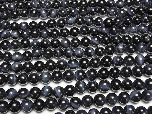 【動画】ブルーカラータイガーアイAAA ラウンド6mm 半連/1連(約37cm) サムネイル3