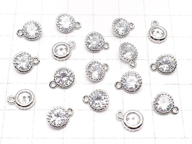 メタルパーツ CZ ラウンドファセットカット チャーム10×8×3.5mm シルバーカラー 2個 サムネイル4