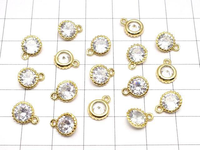 メタルパーツ CZ ラウンドファセットカット チャーム10×8×3.5mm ゴールドカラー 2個 サムネイル4