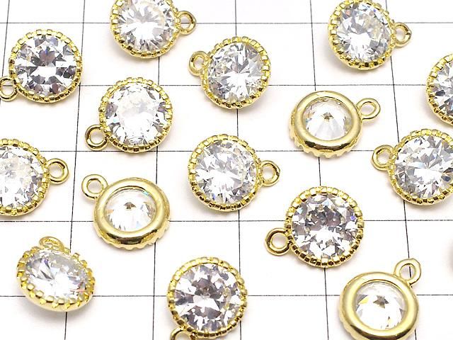 メタルパーツ CZ ラウンドファセットカット チャーム12×9.5×5mm ゴールドカラー 2個 サムネイル3